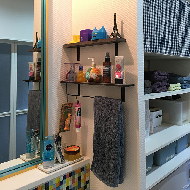 My Shelf,スタイリング剤収納,タオル掛け,セリア,洗面所,壁面収納 Yume_usagi_13の部屋