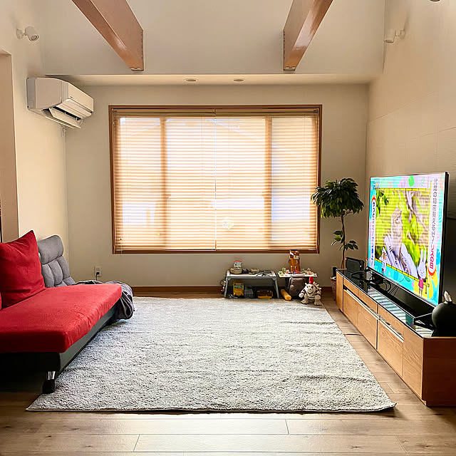 Lounge,電気カーペット,RoomClipショッピング,わたしの休日のすごし方,ニトリ,フェイクグリーン,吹き抜けリビング,築15年,タチカワブラインド,子どもと暮らす,すっきり暮らす,好きなものに囲まれて暮らす,子どものいる暮らし,コメントスルーで大丈夫です♡,メリーナイト fuuchanの部屋