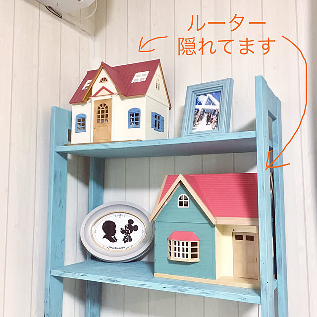 ルーター隠し,シルバニアファミリー,おうちモチーフ,賃貸アパート,古い賃貸,ミルクペイント,ダイソー,ナチュラル,フレンチカントリー,マルチプライマー,Lounge,ペイント gonmidoの部屋