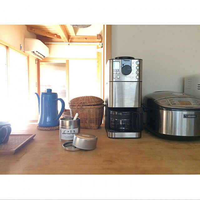Kitchen,月兎印ポット,コーヒーメーカー,木の家,豆から挽けるコーヒーメーカー,無印良品,キッチンカウンター,コーヒータイム wakomaruの部屋