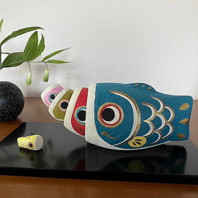 Bedroom,鯉のぼり,はりこーシカ,ホウチャクソウ,こどもの日,春,花のある暮らし,季節の花,５月飾り,季節を楽しむ暮らし,庭の花を飾る,４枚投稿,花瓶 ikubooの部屋