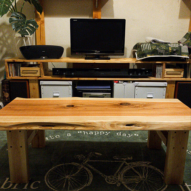 一枚板テーブル,ローテーブル,フェイクグリーン,DIY 自作,ナチュラル,雑貨,ハンドメイド,DIY,団地,観葉植物,My Desk Mizukiの部屋