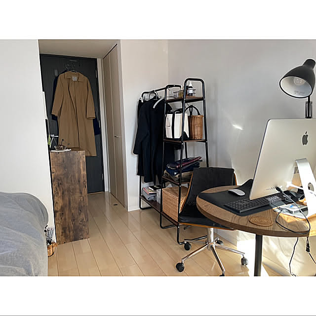 一人暮らし,狭い部屋,1K,シンプリスト,6畳未満,1K6畳,一人暮らしインテリア,リセノインテリア,カフェテーブル,Re:CENO,無印良品,Overview,脚付きマットレス a.の部屋