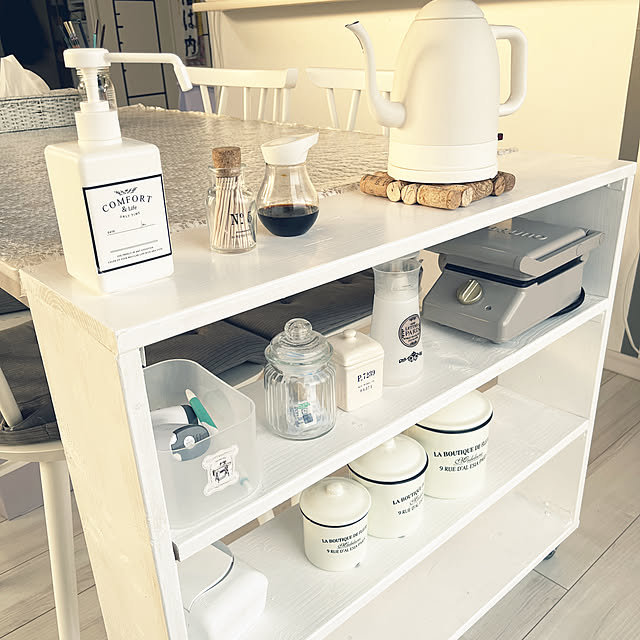 DIY棚,DIY,テーブル横,ダイニングテーブルセット,ワゴンDIY,ワゴン,テーブルワゴン,Lounge,キッチンワゴン,サイドワゴン Hi5の部屋