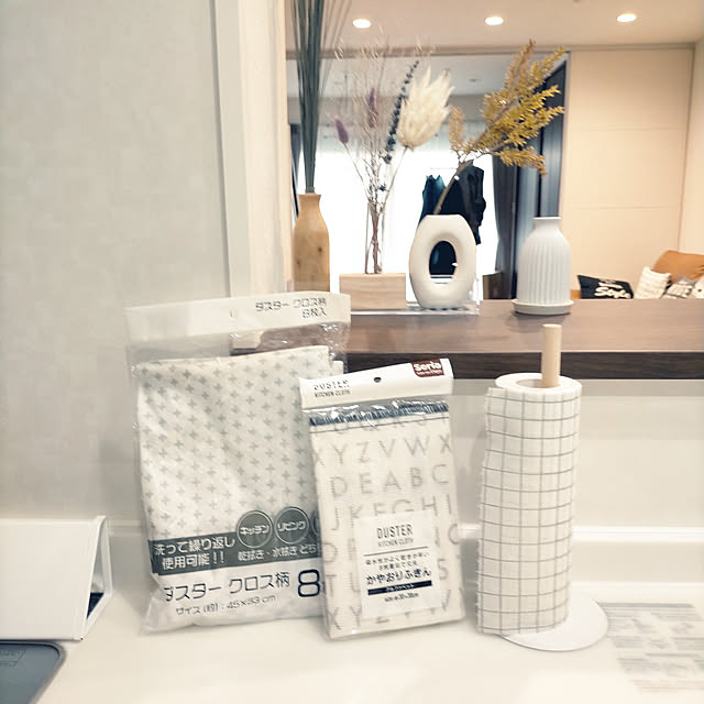 Kitchen,キッチンクロス,色を統一,男前インテリア,モノトーンインテリア,ニトリ　キッチンクロス,セリア　かやおりふきん,ダスター　クロス柄,かやおりふきん,アルファベット柄ふきん,ダスター大判 SACHIの部屋