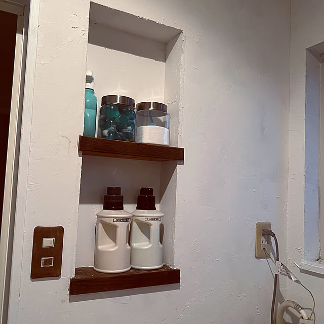 洗剤収納棚DIY ,ニッチ棚,RC鹿児島支部,モルモル壁,DIY,My Shelf okeisanshimainomamaの部屋