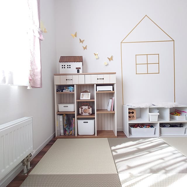 Overview,子どもと暮らす,こどものいる暮らし,子供部屋,収納,ニトリ,キッズスペース,おうち,収納グッズ,絵本ラック,木製家具,タカシン家具,置き畳,イケヒコ,カラボ haniwaの部屋