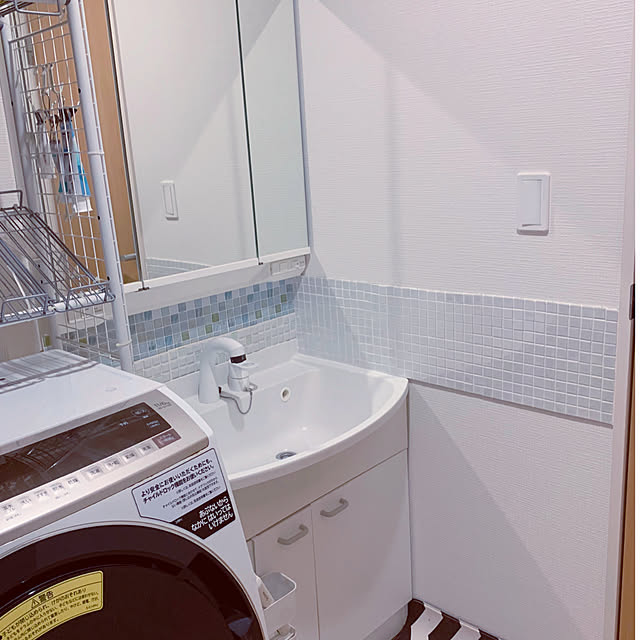 建売住宅,RCの出会いに感謝♡,水はね防止,日々の暮らしに感謝して,洗面所壁にタイルDIY,洗面所リメイク makoの部屋