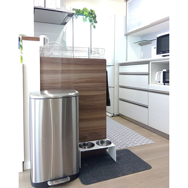 Kitchen,新生活,ナチュラルモダン,ホワイトインテリア,ステンレスゴミ箱,ダストボックス,ペダル式ゴミ箱,シンプルモダン taakonの部屋