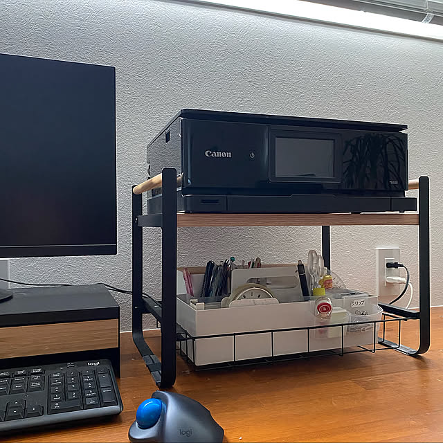 ASUS,Canonプリンター,プリンター置き場,トースターラック,キッチンラック,山善,IKEA,造作家具,無印良品,My Desk ayuayuの部屋