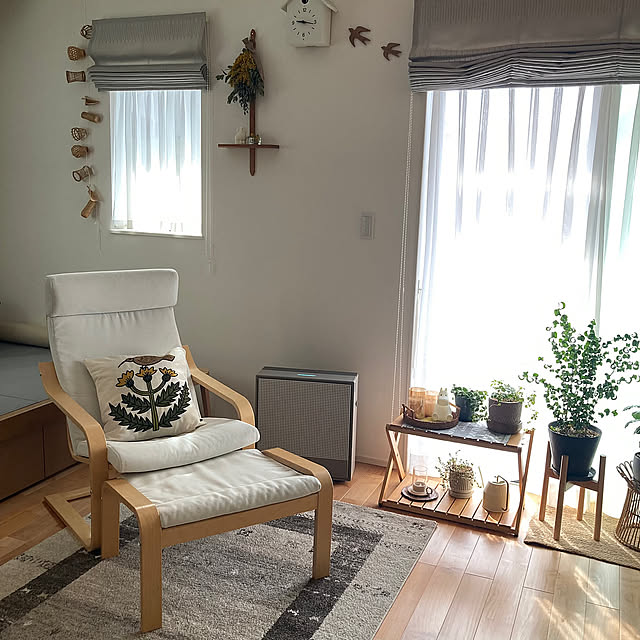 ミモザ,イケヒコ,クッションカバー,松尾ミユキ,ポエング,IKEA,愛用の家具,ナチュラルインテリア,見てくださって感謝です♡,RCの出会いに感謝♡,平凡な毎日に感謝◡̈♥︎,子どもと暮らす,イベント参加,NO RC NO LIFE☻*,Lounge,愛用のポエング ha_ru76の部屋