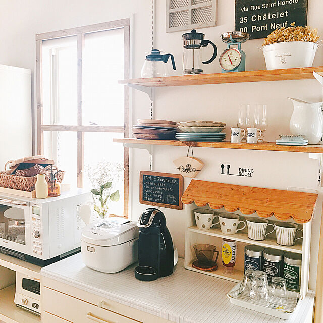 My Shelf,食器棚DIY,コーヒーカップ,カフェスペース,Instagram→usagi_home,カフェ風インテリア,ナチュラルキッチン usagi_homeの部屋
