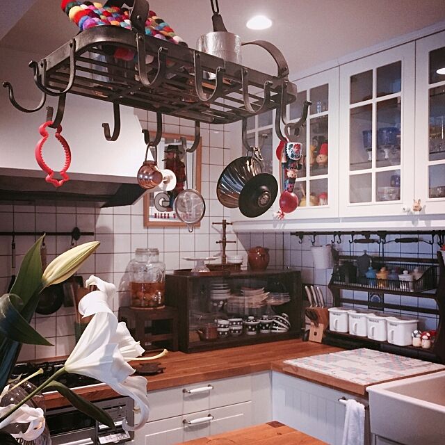 Kitchen,IKEAキッチン,一人暮らし,ハンギングラック,リノベーション municoの部屋