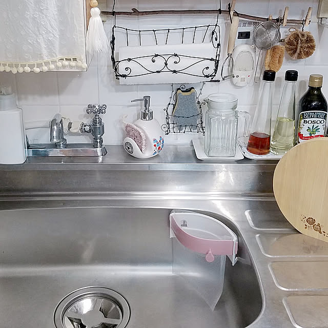 Kitchen,やめたこと,パコン!としまるごみ袋ホルダー,手作り,リメイク,ワイヤークラフト,三角コーナーやめました,三角コーナーを使わない暮らし miccyoの部屋