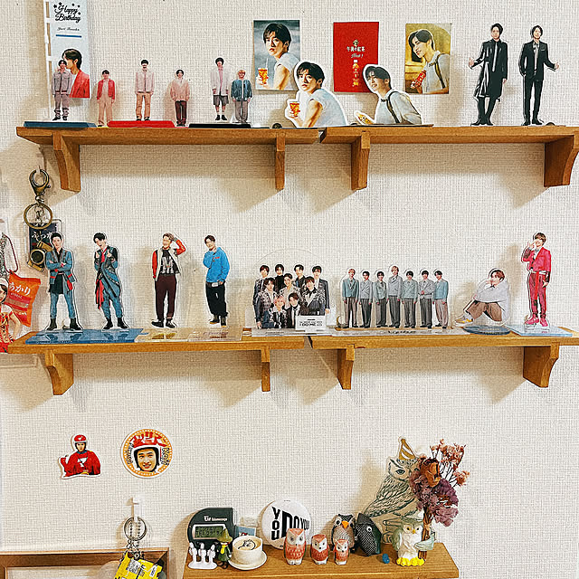 ふくろうグッズ,推し活,推しのいる生活,アクスタ収納,アクスタ,ウォールシェルフ,seria,My Shelf akariの部屋
