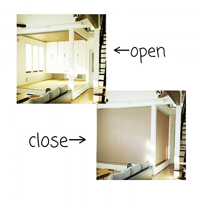 Lounge,ロールスクリーン,白い壁,シンプルモダン,シンプル,北海道,和室,和洋室,仕切り chie_springの部屋