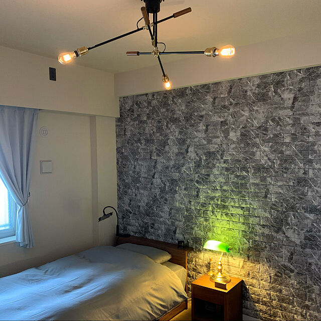バンカーズライト,Philips Hue,DIY,一人暮らし,シンプルインテリア,LED照明,照明,Bedroom,Dream Sticker Sin1の部屋