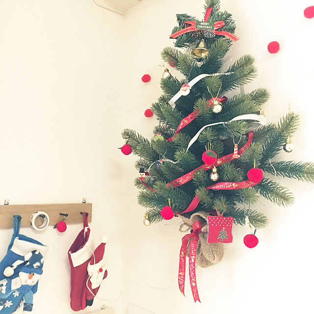 ダイニングの片隅,壁掛けツリー,クリスマスツリー yumi.coroの部屋