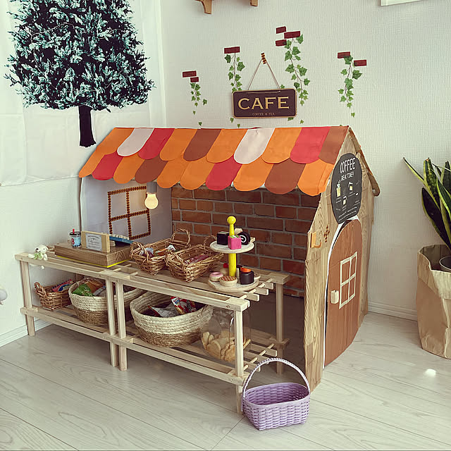段ボールハウス,after,再利用,100均,お菓子屋さん,子供のいる暮らし,なるべくお金をかけずに,Lounge,雑ですみません（´-`）,リメイク chunpinaの部屋