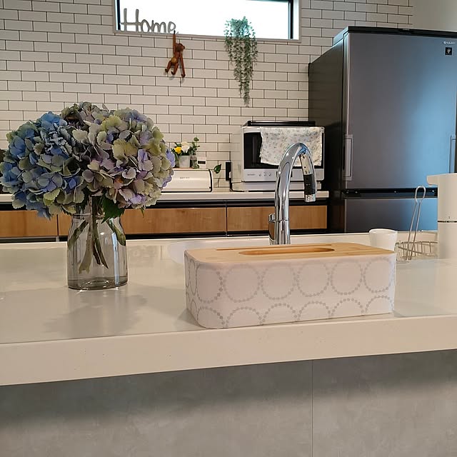 Kitchen,マスキングテープ,3COINS,フェイクグリーン,ミナペルホネン,シャープ,紫陽花,スリーコインズ,モンキー,サブウェイタイル風壁紙,スリコ,フェイクグリーンのある暮らし,ライトグレイン,わが家のキッチン ya_maの部屋