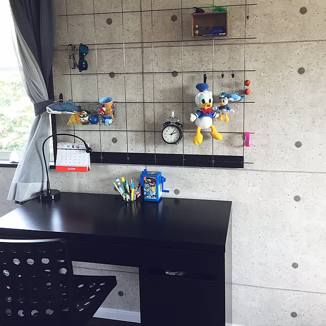 My Desk,IKEA,壁美人,節約DIY,壁面収納,ワイヤーネット,コンクリート風壁紙,子供部屋男の子,学習机,こどもと暮らす。,アクセントクロス,子供部屋 yu3taro-の部屋