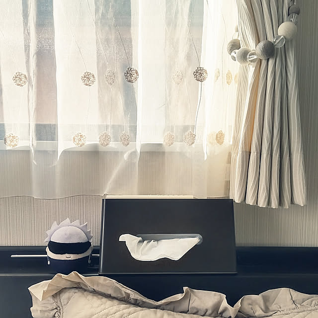 Bedroom,ティッシュケース,ニトリのティッシュケース,ジャストカーテン ku-kaiの部屋