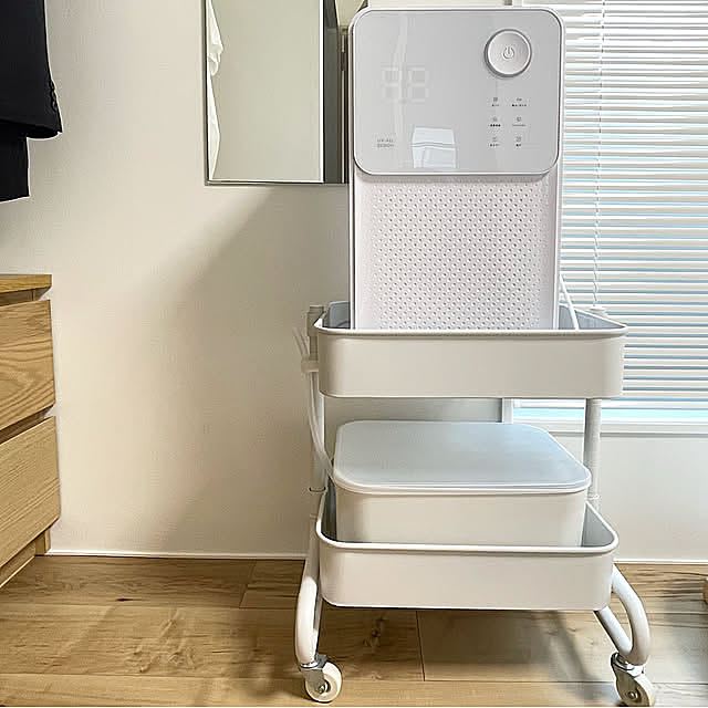 バスケットトローリー,山善バスケットトローリー,やわらかポリエチレンケース,無印良品,yamazen,山善,除湿機,寝室,建売住宅,カビ対策,湿気対策,Bedroom Minaの部屋