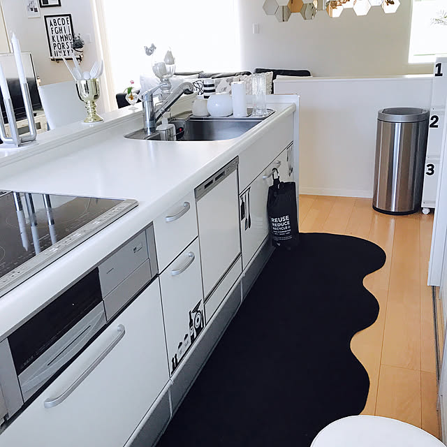 Kitchen,リセット完了,キッチンマット,モノトーン,白のチカラ,クリナップ クリーンレディ mikiの部屋