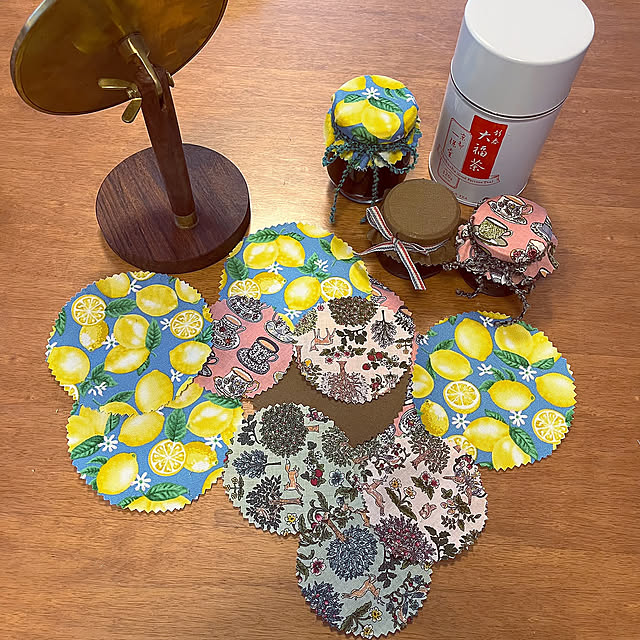 My Desk,ジャム瓶カバー,seria,手作りジャム,ジャム瓶,セリア,カットクロス,使い方いろいろ,100均 Mimoの部屋