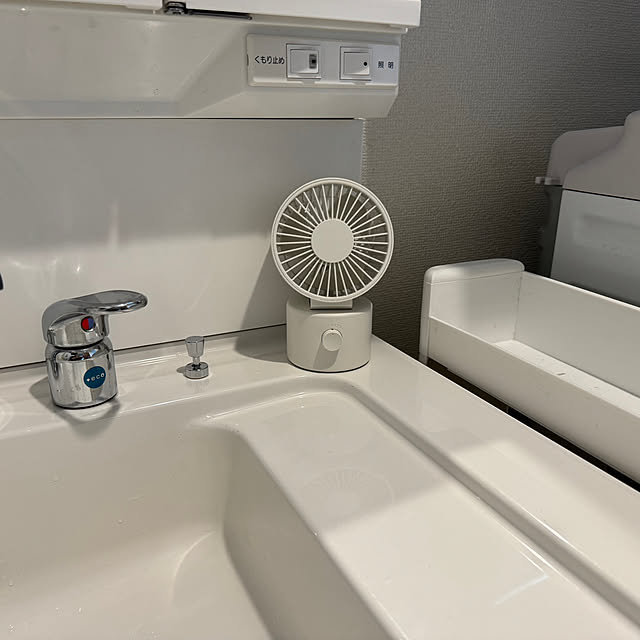 Bathroom,デスクファン,脱衣所,扇風機,洗面台,無印良品,シンプル mamamoriの部屋