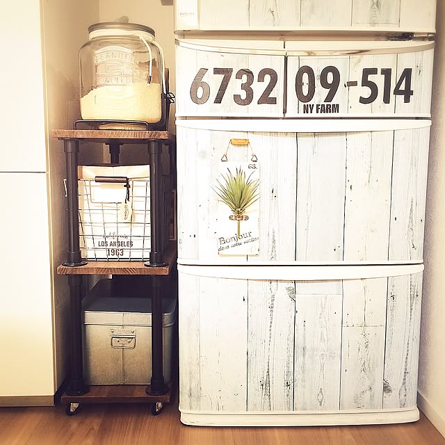 Kitchen,ナンバーマグネット,キッチンワゴンDIY,冷蔵庫リメイク,10分でできる k.9180の部屋