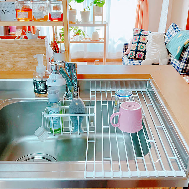 Kitchen,お魚スポンジ,RoomClipショッピング,tower 水切り,キッチン収納,素敵な出会いに感謝♡,観葉植物のある暮らし,コメントお気遣いなく♡,見てくださって感謝です♡,ティーマ yuyuの部屋