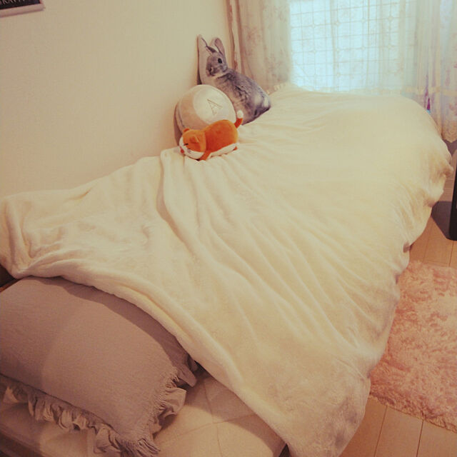 Bedroom,ひとり暮らし,1K,ベルメゾン,ホワイトインテリア peruの部屋