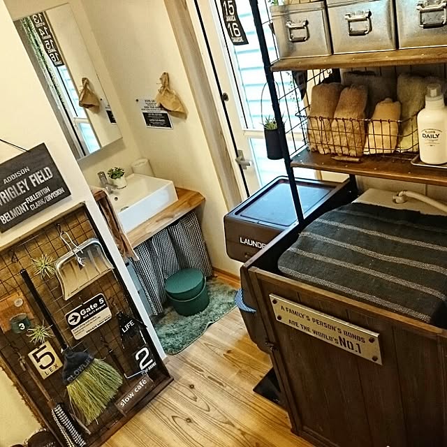 Bathroom,サニタリー,インスタ→slow.life.works,お掃除グッズ,コロコロカバーＤＩＹ,見せる収納,お返事まだでごめんなさい！,山善,ranranちゃん♥,洗面所,洗濯機ラック,洗濯機カバー slow-lifeの部屋