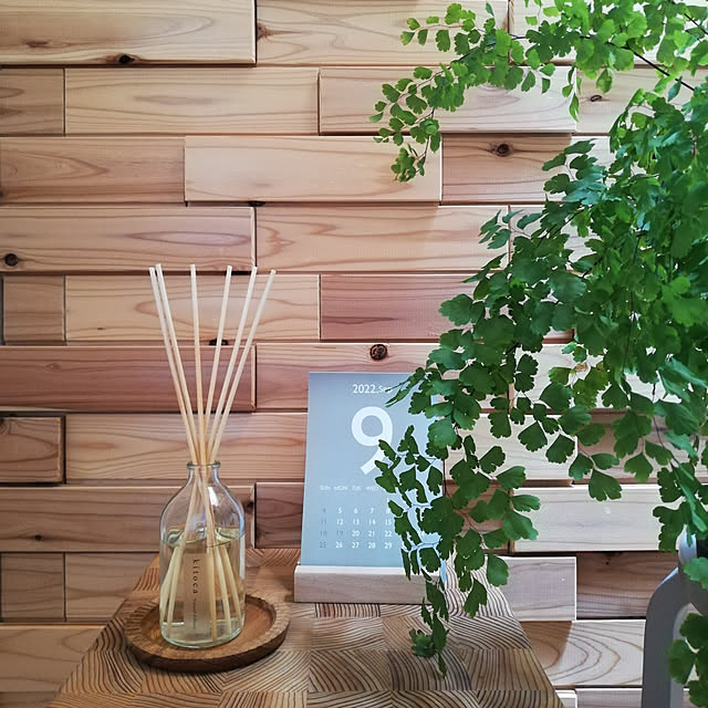 観葉植物のある暮らし,木と果,香りのある暮らし,天然精油,HARUKADO,消臭リードディフューザー,On Walls,グリーンのある暮らし,シンプルインテリア,シンプルデザイン,ウッドタイル,木がすき,アジアンタム sonaの部屋