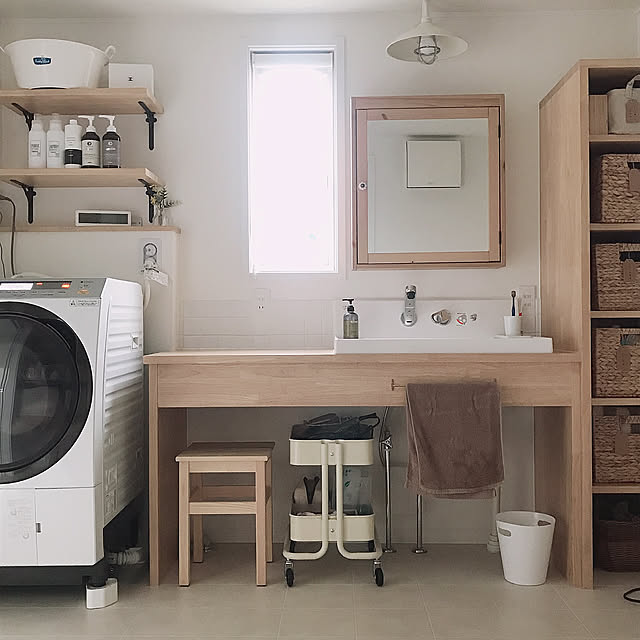 Bathroom,IKEAカタログ2019,シンプル,おうち,マイホーム,暮らし,LIXIL,マイホーム記録,赤ちゃんのいる暮らし,ピアラ 洗面台,IKEA,イケア,ピアラ,造作洗面台 yoko.の部屋
