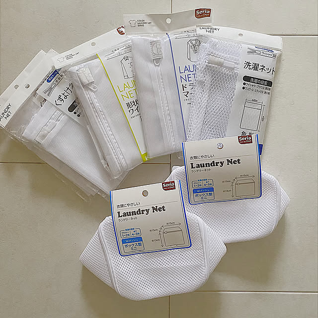 洗濯ネット,100均,セリア購入品,セリア,日用品,ホワイトインテリア,ランドリールーム,Bathroom skmkam_homeの部屋