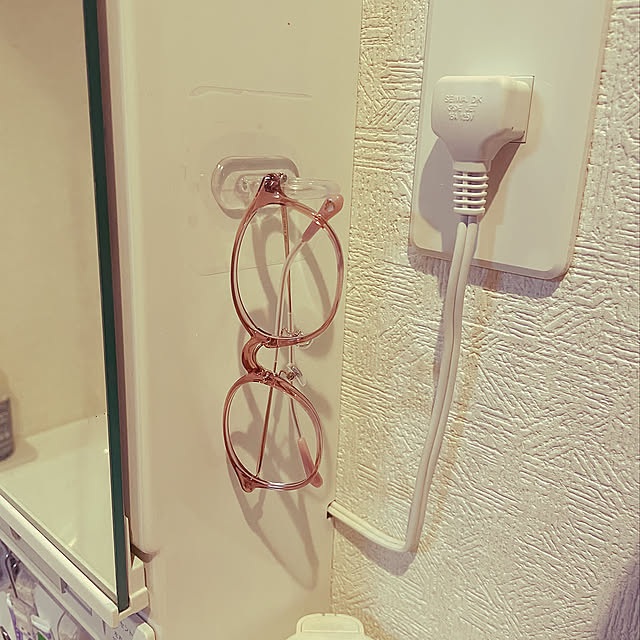 メガネ掛け,ダイソーフィルムリングフック,フィルムフックリングタイプ,洗面所 収納,Bathroom hoshiの部屋