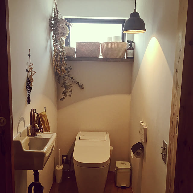 Bathroom,古道具,竹籠,マイホーム,ドライフラワー,インスタ→m_r___07,照明,アンティーク,竹籠好き,古材,新築,ドライフラワーのある暮らし reotanの部屋