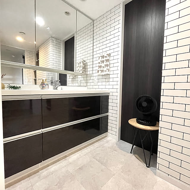 Bathroom,三面鏡,洗面スペース,サーキュレーター,部屋干し,いいね！コメント！うれしいです♥,モニター当選ありがとうございます♡,夏家電,節電対策,RoomClipの出逢いに感謝♡,ユアサプライムス manchanの部屋