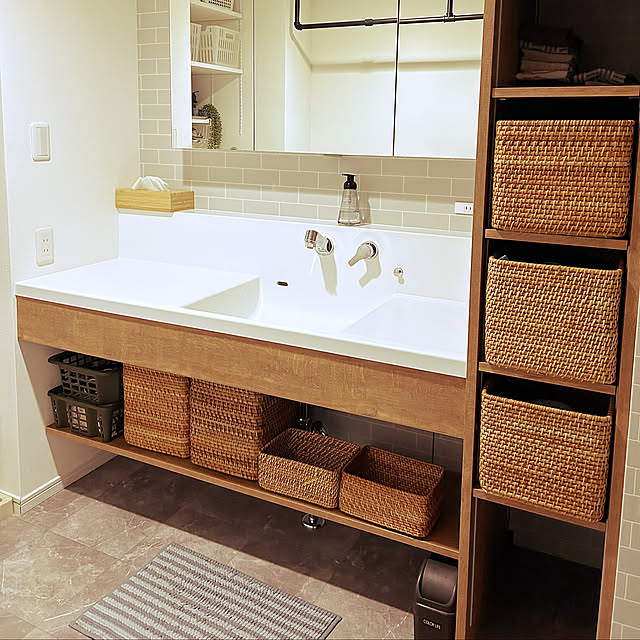 Bathroom,無印良品かご,無印良品 収納,無印良品,ミラタップ　スミス,ミラタップ,吉川産業,リフォーム,リフォーム後,リフォーム前,リフォーム工事 suemonta14の部屋