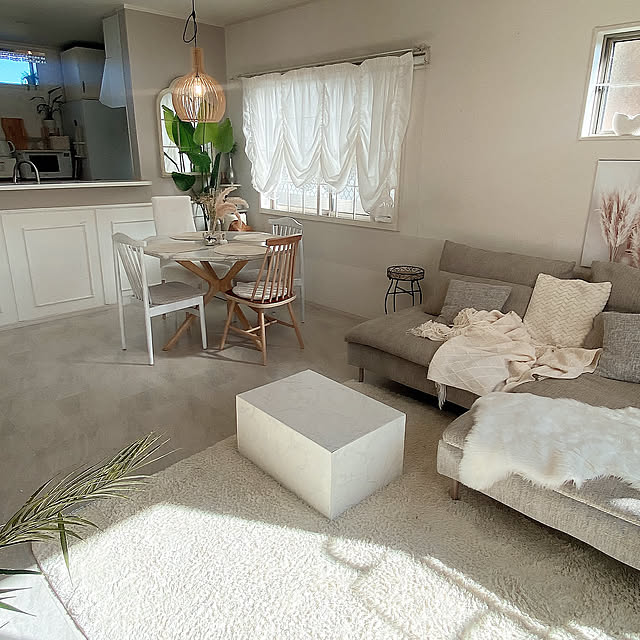 カラーボックスでローテーブル,ローテーブルDIY,ドライフラワーのある暮らし,ダイニングチェアリメイク,ホワイトグレー,猫と暮らす家,建売住宅diy,ホワイトインテリア,椅子塗装した,椅子リメイク,Insta→mii_house_39,海外インテリアに憧れる,チェアリメイク,腰壁DIY,建売住宅,猫のいる暮らし,椅子,ソーデルハムン,DIY mii_home_39の部屋