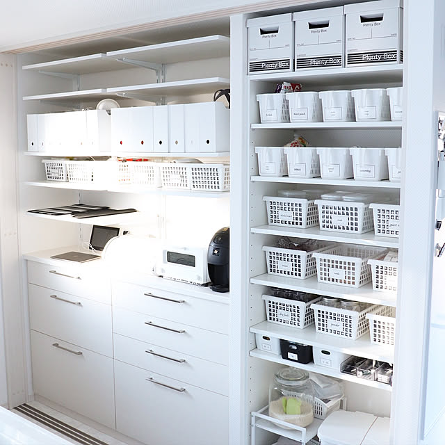 Kitchen,モノトーンインテリア,シンプルインテリア,白黒インテリア,キッチン,モノトーン,キッチン収納,白黒,100均,かご収納,白黒マニア,収納 4696mono1222_shokoの部屋