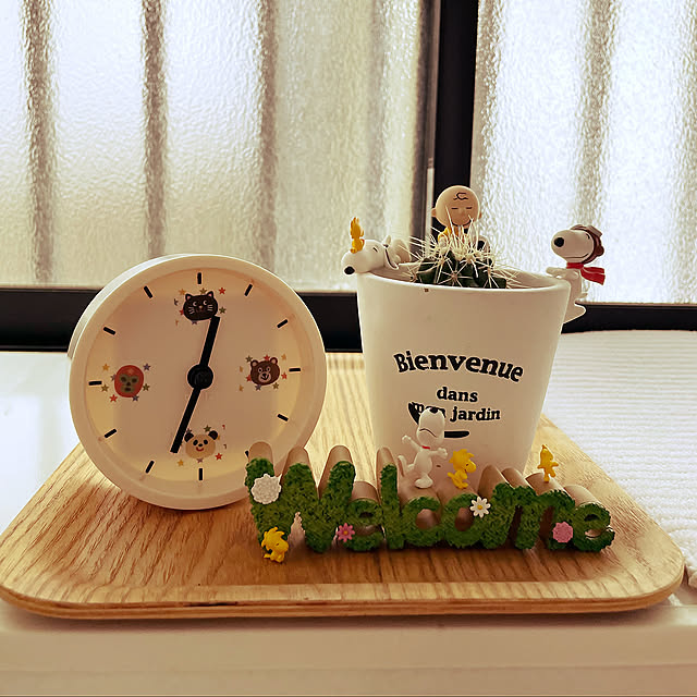 時計リメイク,時計,さぼてん,サボテン,スヌーピー,あかちゃんのいる家,おうち時間,赤ちゃん,あかちゃんのいる部屋,ベビー,赤ちゃんのいる部屋,赤ちゃんのいる暮らし,My Shelf enotasoの部屋