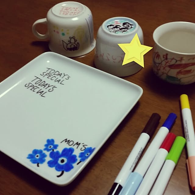 My Desk,陶器用ペン,無印良品,食器,手作り,TODAY'S SPECIAL風,マリメッコ風,コラボ？(笑) mokemokeの部屋