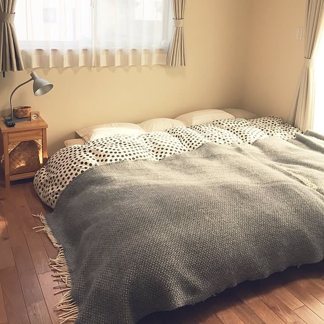 Bedroom,無印良品,IKEA,クリッパンのブランケット,ナチュラル sorasoraの部屋