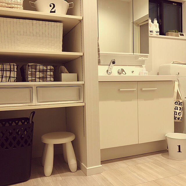 Bathroom,洗面所 収納,スツール,LIXIL,洗面所,洗面台,IKEA,こどもと暮らす。 nacocoの部屋