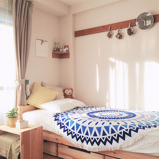 Bedroom,一人暮らし,ナチュラル,無印良品,ドライフラワー,観葉植物 ycの部屋