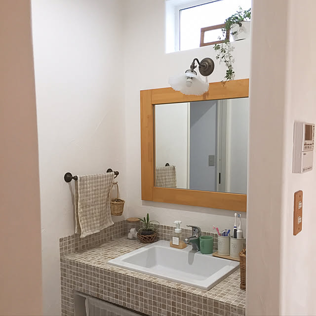 Kitchen,ナチュラルインテリア,ナチュラル,漆喰壁,セリア,salut!,造作洗面所,グリーン大好き,sunnyちゃん作ホーロー風バケツ♡,IKEA yumicloverの部屋