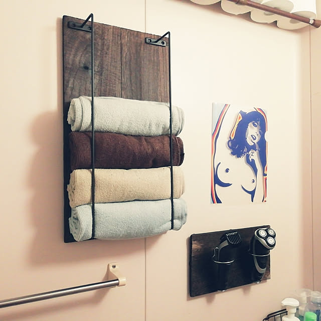 Bathroom,DIY,メンズ部屋,1K,せりあ,髭剃りホルダー,タオルラック,ユニットバスでもあきらめない,歯磨き粉ホルダー,ロフトのある部屋,ユニットバス,ブラウンインテリア,ひげそり収納,DIY男子 Subaruの部屋